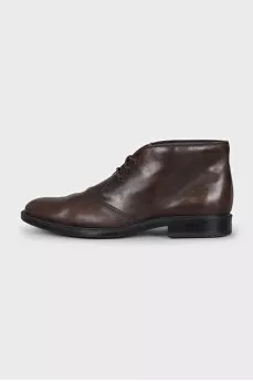 Men's brown leather lace-up boots