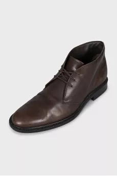 Men's brown leather lace-up boots