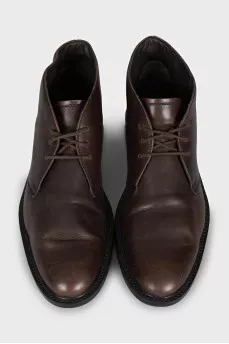 Men's brown leather lace-up boots