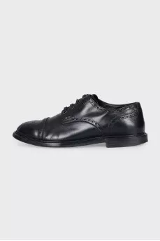 Men's black leather brogues