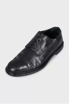 Men's black leather brogues
