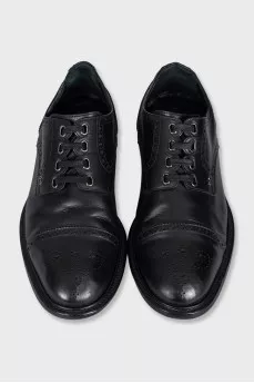 Men's black leather brogues