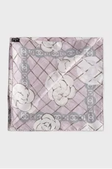 Pink silk scarf with floral print