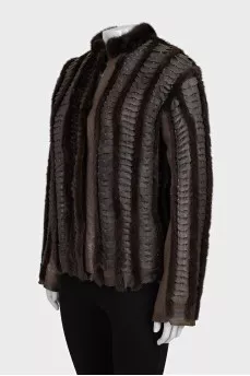 Straight-cut fur and leather jacket