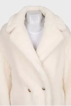 White straight-cut teddy coat