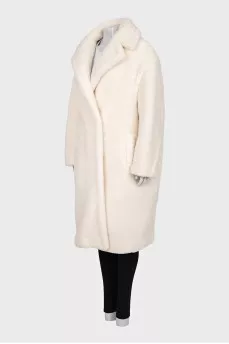 White straight-cut teddy coat