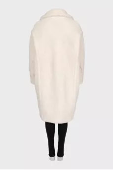White straight-cut teddy coat