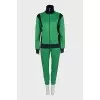 Green suit with embroidery on the back