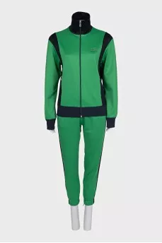 Green suit with embroidery on the back