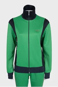Green suit with embroidery on the back