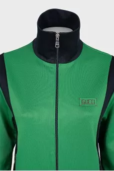 Green suit with embroidery on the back