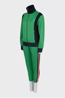 Green suit with embroidery on the back