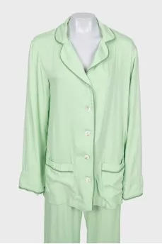 Green suit with removable feathers on the legs