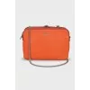 Rectangular leather bag with chain