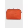 Rectangular leather bag with chain