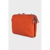 Rectangular leather bag with chain