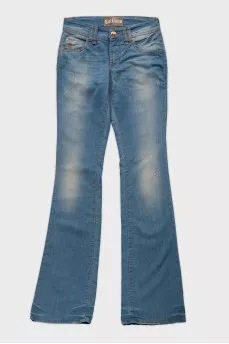 Light blue flared jeans with tag