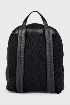 Men's leather backpack with logo