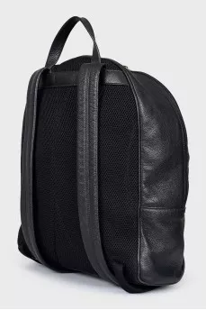 Men's leather backpack with logo