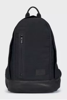 Black backpack made of textile and leather