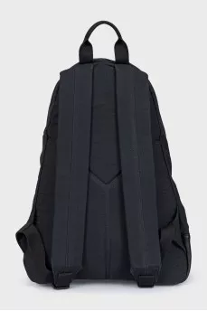 Black backpack made of textile and leather
