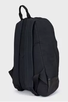 Black backpack made of textile and leather