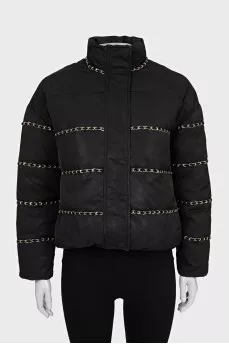 Cropped jacket with chains
