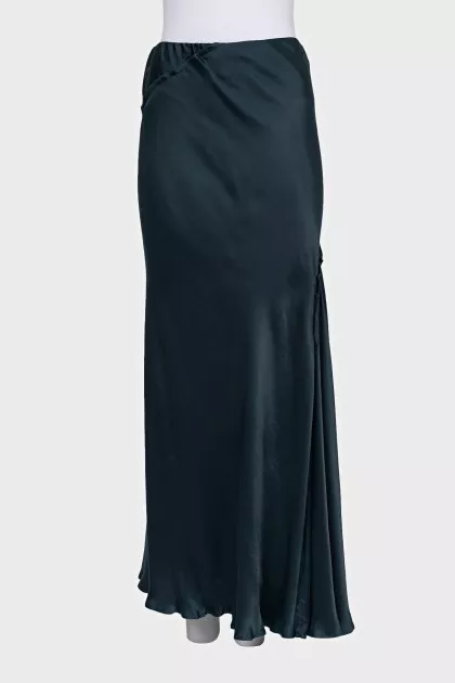 Satin blue maxi skirt
