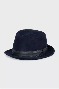 Cashmere hat with leather strap