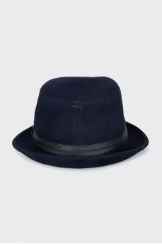 Cashmere hat with leather strap