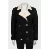 Black sheepskin coat with buttons