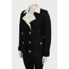 Black sheepskin coat with buttons