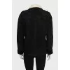 Black sheepskin coat with buttons