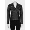 Black leather jacket with a zipper