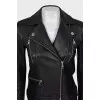 Black leather jacket with a zipper