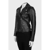 Black leather jacket with a zipper
