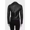 Black leather jacket with a zipper