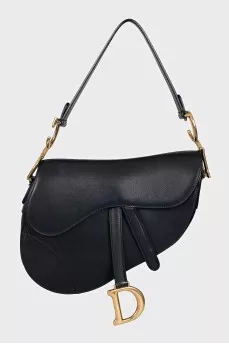Чорна сумка зі шкіри Saddle