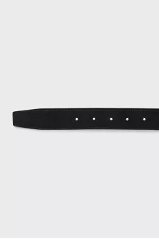 Reversible leather belt with gold buckle