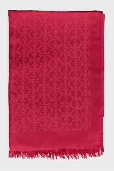 Red scarf with a signature print