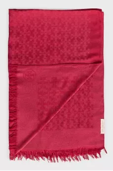 Red scarf with a signature print