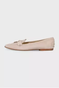 Suede ballet flats with gold hardware