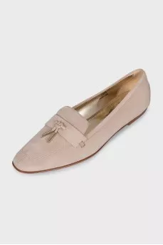 Suede ballet flats with gold hardware