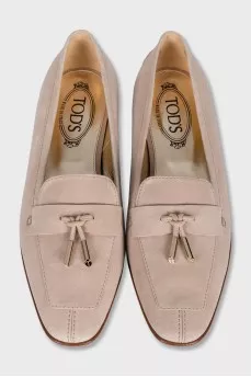 Suede ballet flats with gold hardware