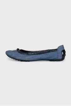 Denim ballet flats with silver hardware