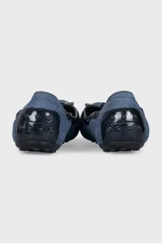 Denim ballet flats with silver hardware