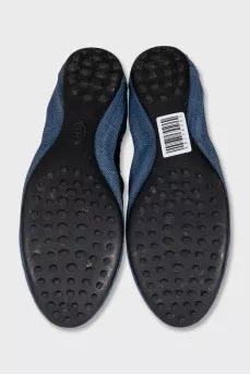 Denim ballet flats with silver hardware