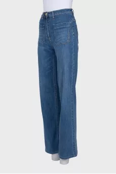 Джинсы wide leg fit с накладными карманами