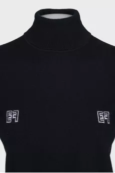 Black wool top with brand logo