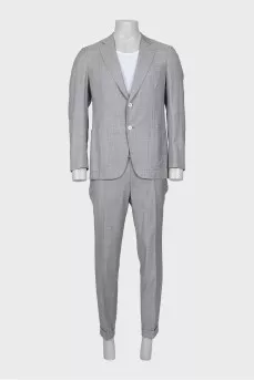 Men's gray checkered suit